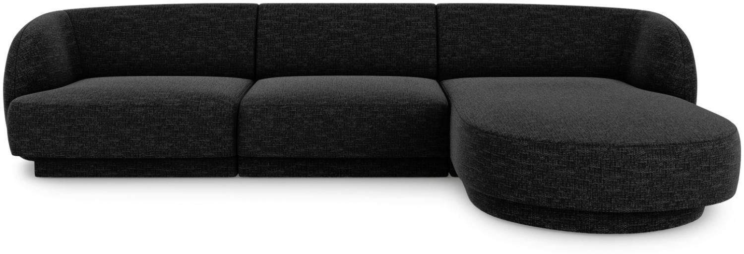 Micadoni 4-Sitzer Ecke rechts Sofa Miley | Bezug Black | Beinfarbe Black Plastic Bild 1