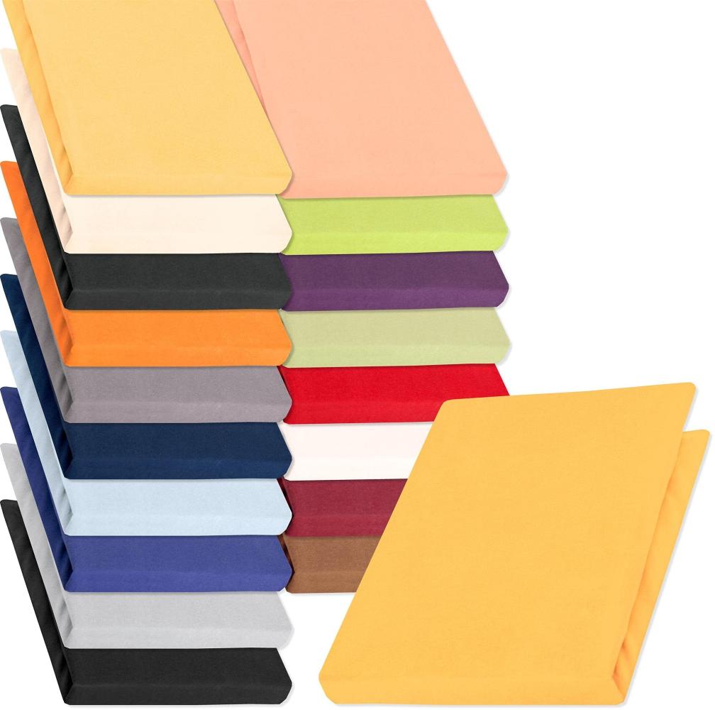 aqua-textil Pur Jersey Spannbettlaken 90x200-100x220 cm mais gelb Wasserbett Boxspringbett 160g/qm Mako Baumwolle Bild 1