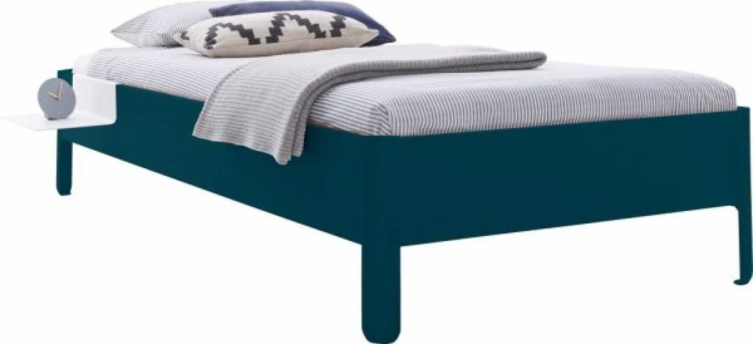 NAIT Einzelbett farbig lackiert 120 x 200cm Ohne Kopfteil Sattblau Bild 1