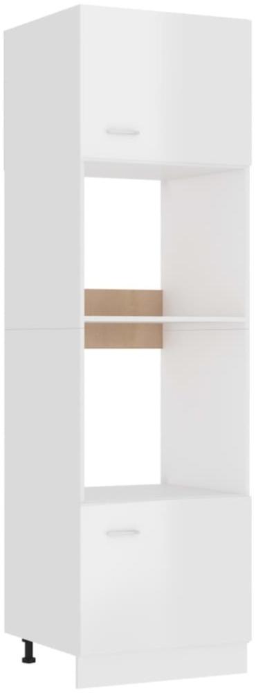 Mikrowellenumbauschrank Hochglanz-Weiß 60x57x207 cm Spanplatte Bild 1