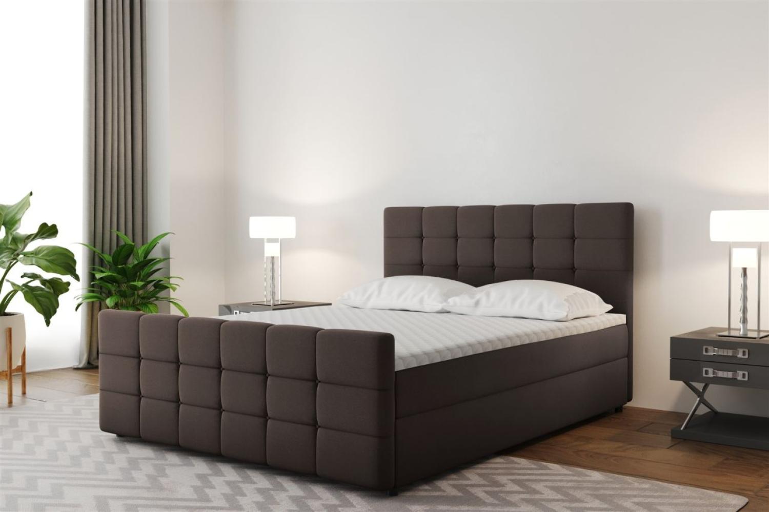 Boxspringbett Schlafzimmerbett SENON 180x200cm Stoff Braun inkl. Bettkasten Bild 1