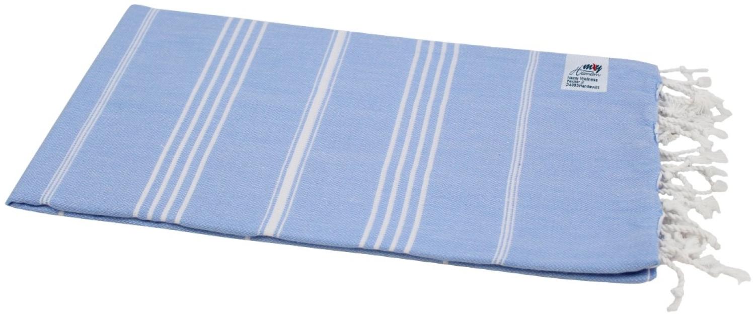 Hamamtuch Sultan hellblau mit weißen Streifen ca. 100x180 cm Bild 1