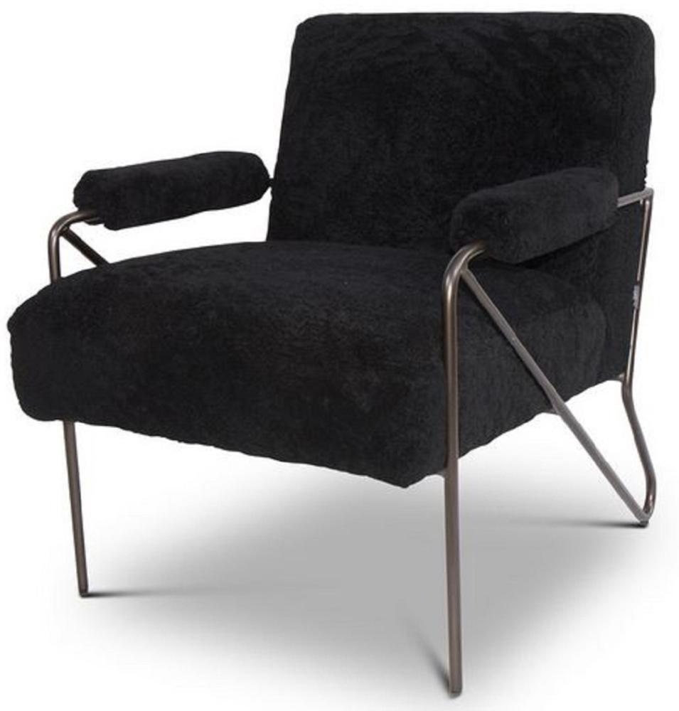 Casa Padrino Designer Sessel Schwarz 69 x 78 x H. 78 cm - Wohnzimmer Sessel - Wohnzimmer Möbel - Luxus Qualität Bild 1