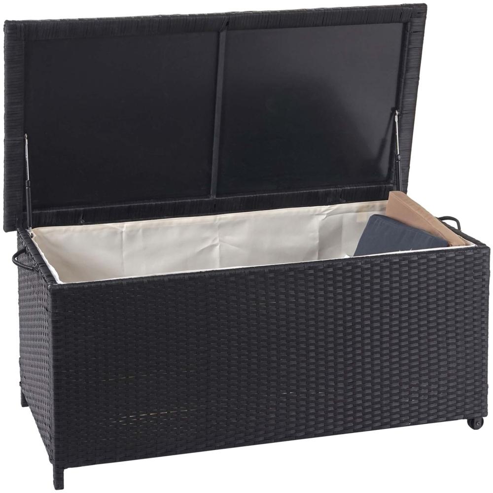 Poly-Rattan Kissenbox HWC-D88, Gartentruhe Auflagenbox Truhe ~ Premium schwarz, 51x100x50cm 170l Bild 1
