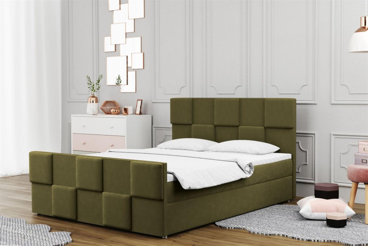 Boxspringbett Schlafzimmerbett MURILO 180x200cm in Stoff Monolith Olive Bild 1