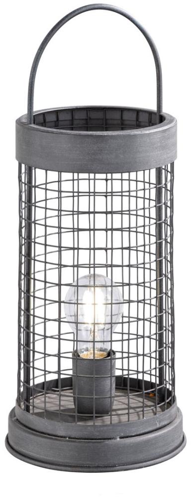 LED Tischlampe groß 44cm - Gitterlampe Grau Design Laterne Bild 1