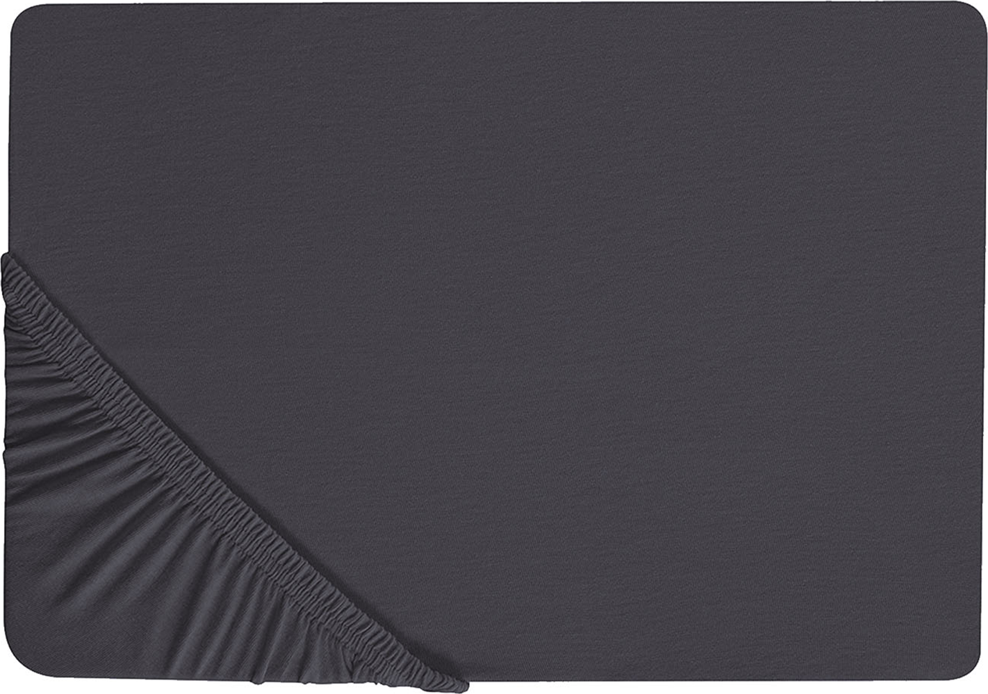 Spannbettlaken schwarz Baumwolle 160 x 200 cm HOFUF Bild 1