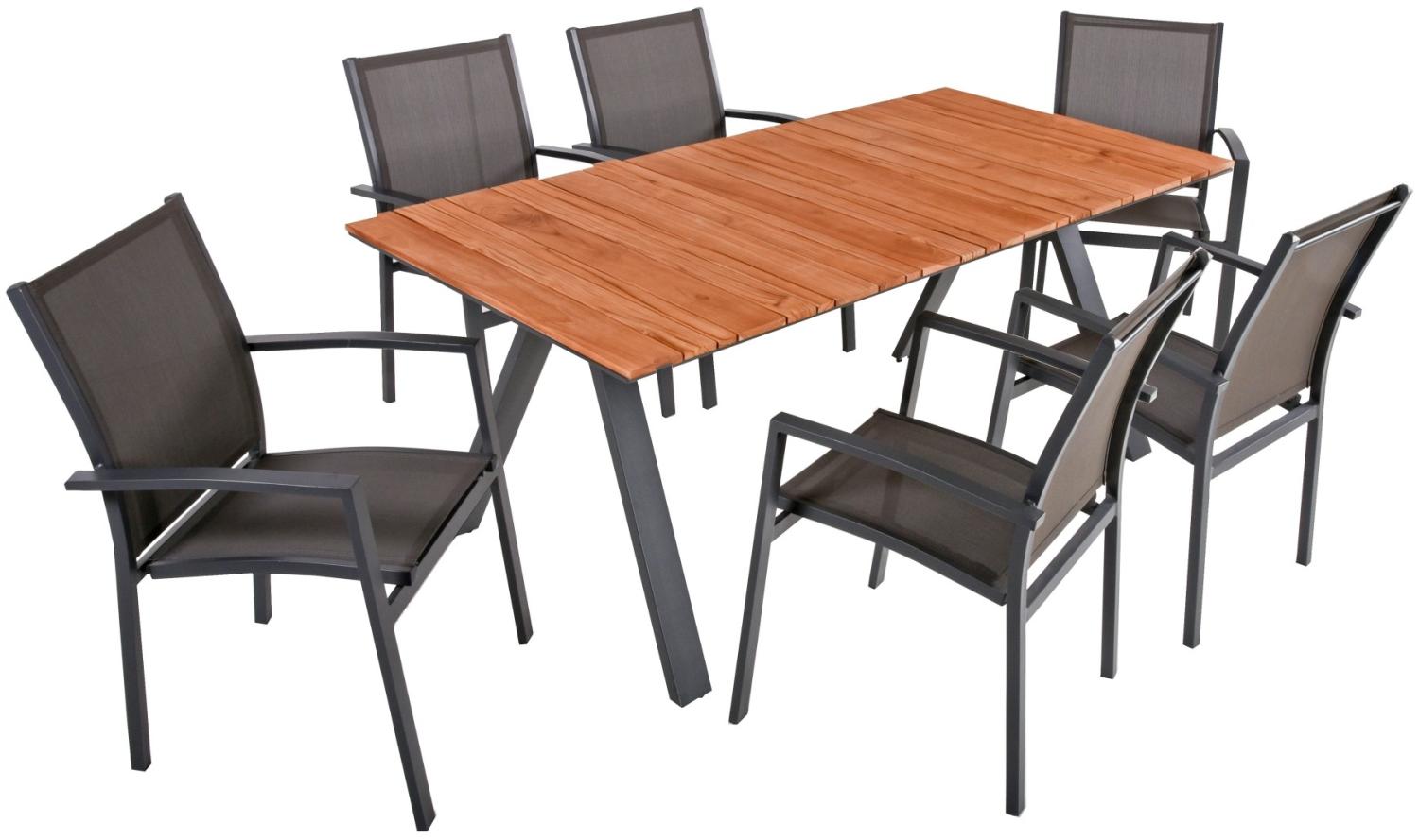 7-tlg. Holz Tischgruppe DAVINA Set Garten Sitzgruppe Outdoor Holz Metall Möbel Bild 1