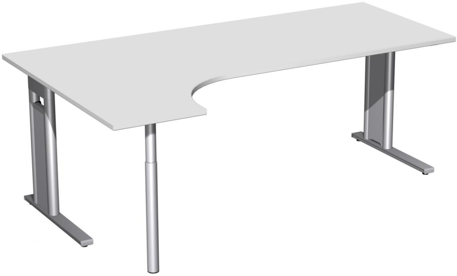 PC-Schreibtisch 'C Fuß Pro' links, feste Höhe 200x120x72cm, Lichtgrau / Silber Bild 1