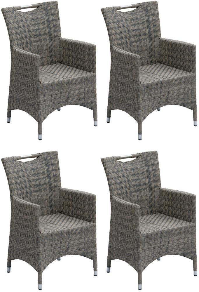 Inko 4er-Set Sessel Kent Aluminium/Geflecht grau Gartenstuhl 59x57x89 cm Polyrattan Bild 1