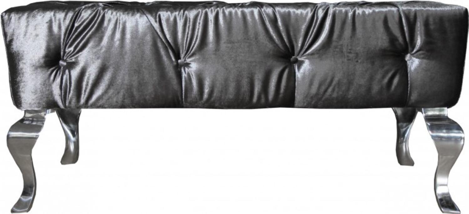Casa Padrino Luxus Barock Sitzhocker Grau / Silber - Designer Sitzbank - Hocker - Luxus Qualität Bild 1