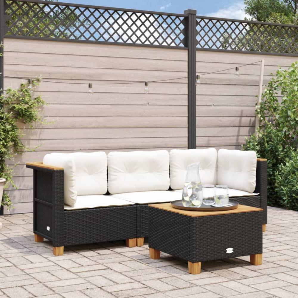 vidaXL Gartensofa mit Kissen 3-Sitzer Schwarz Poly Rattan Bild 1