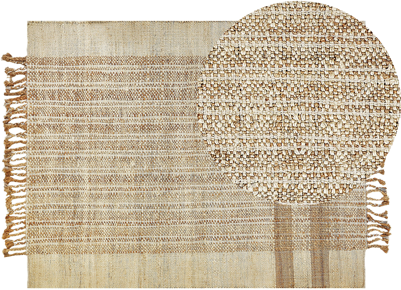 Teppich Jute sandbeige 140 x 200 cm geometrisches Muster Kurzflor ORTAOBA Bild 1