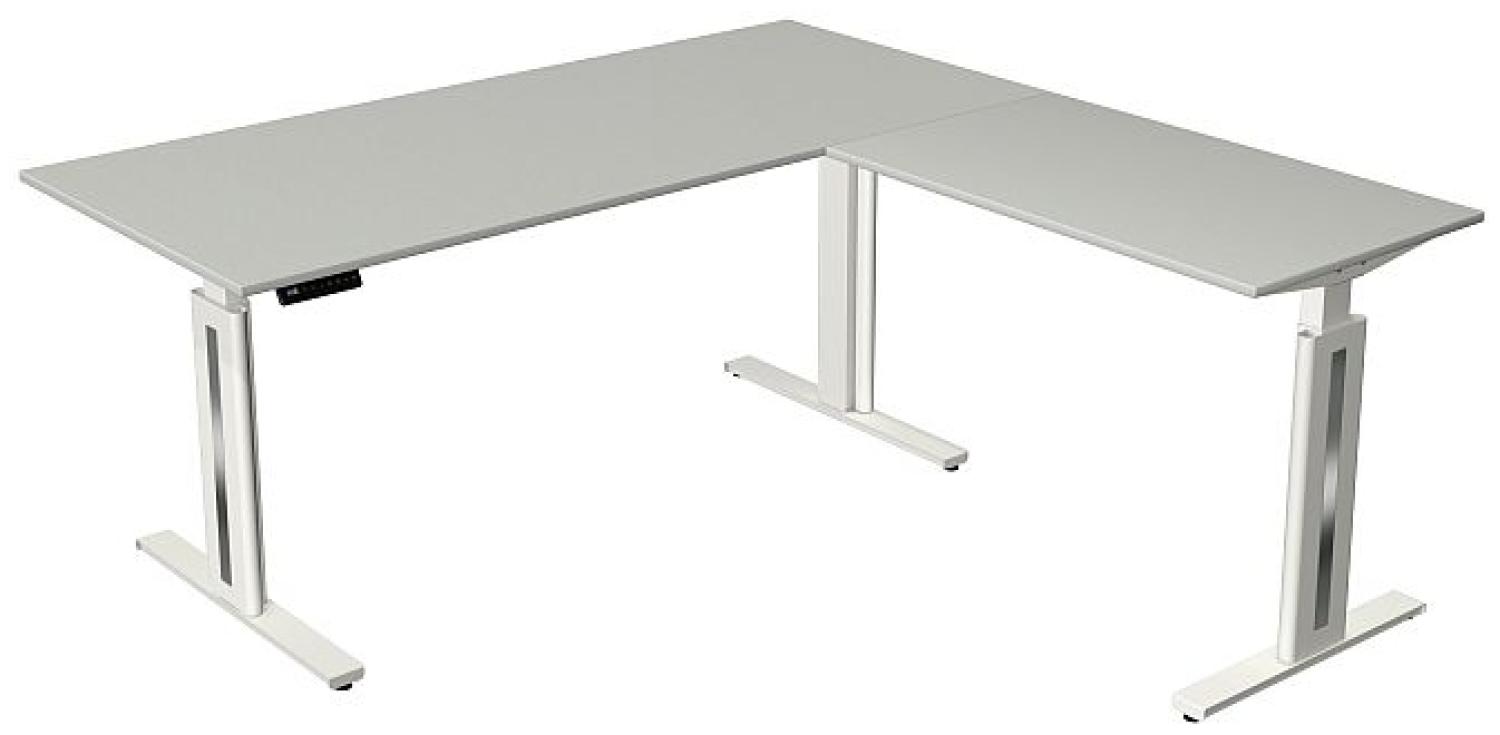 Kerkmann Schreibtisch Steh und Sitztisch MOVE 3 fresh mit Anbau (B) 180 x (T) 80 cm lichtgrau Bild 1