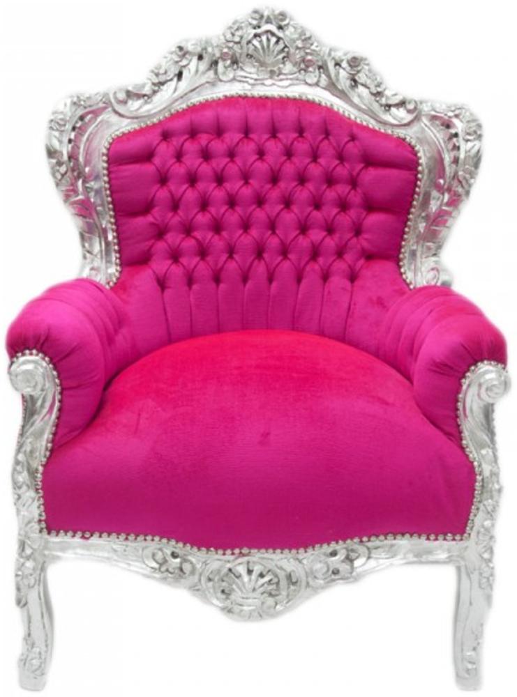 Casa Padrino Barock Sessel King Pink / Silber Möbel Antik Stil Bild 1