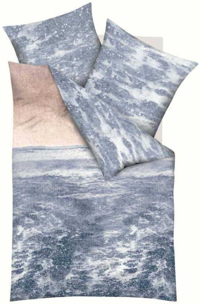 Kaeppel Mako Satin Bettwäsche Welle Ocean Blau 135x200 cm Bild 1