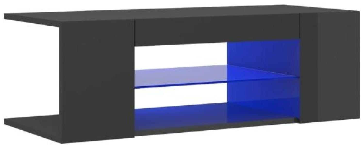 vidaXL TV-Schrank mit LED-Leuchten Hochglanz-Grau 90x39x30 cm Bild 1