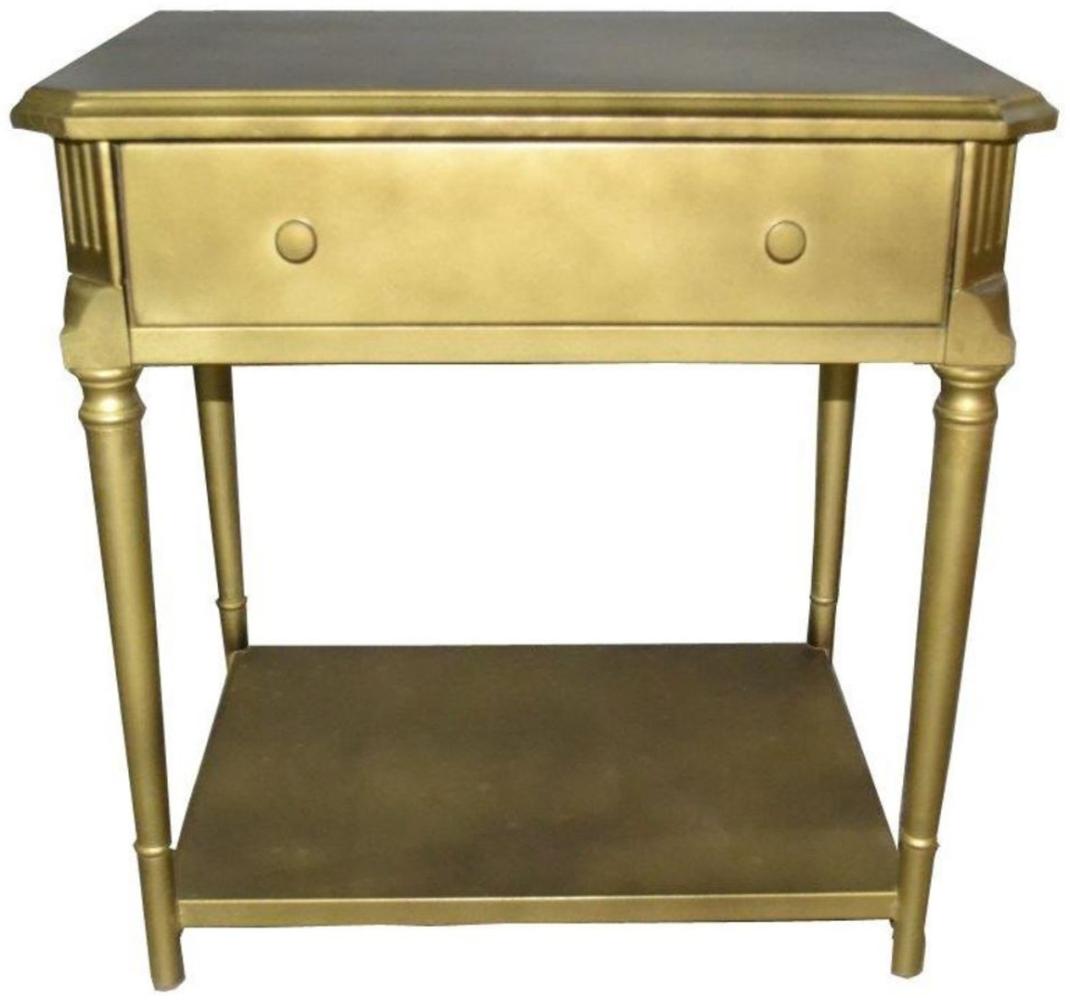 Casa Padrino Luxus Art Deco Nachttisch mit Schublade Gold - Antik Stil Beistelltisch - Nachtkommode - Nachtschrank Bild 1