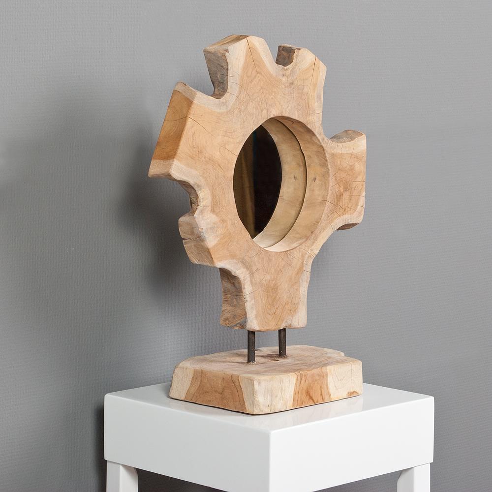 Spiegel KAKI aus massivem Teakholz mit Fuß Teak Holz Massivholz Schminkspiegel Bild 1