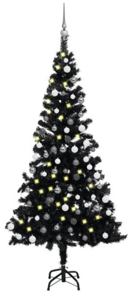 Künstlicher Weihnachtsbaum mit LEDs & Kugeln Schwarz 120cm PVC Bild 1