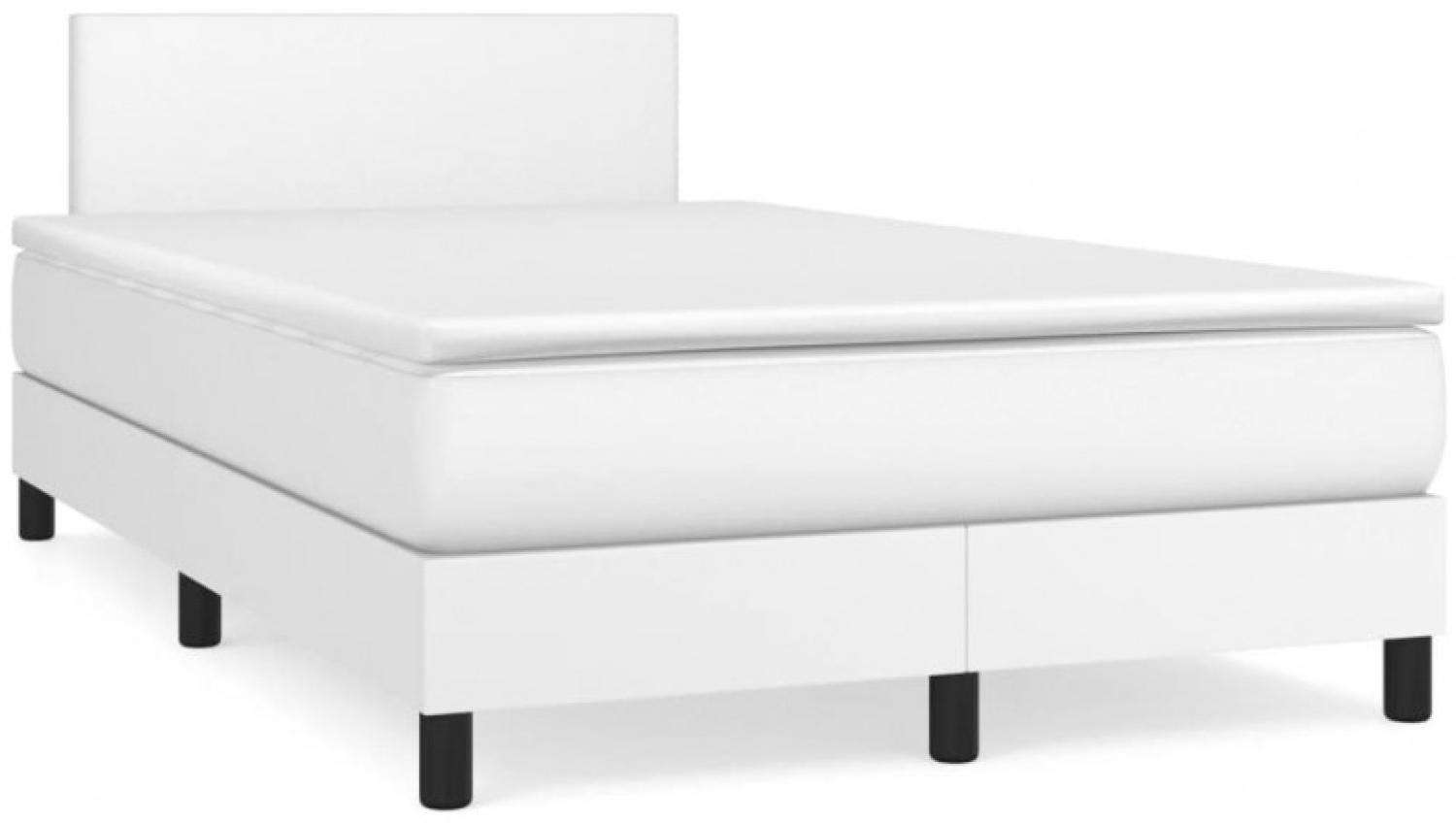 Boxspringbett mit Matratze & LED Weiß 120x190 cm Kunstleder (Farbe: Weiß) Bild 1