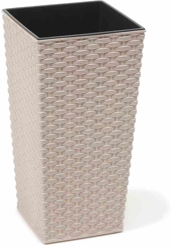 SIENA GARDEN Pflanzgefäß ECO Paris, weiß, 30 x 30 x 57 cm Kunststoffgefäß mit Holzfaseranteil und Einsatz Bild 1