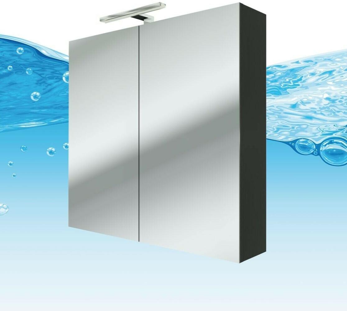 Spiegelschrank Badspiegel Badezimmer Spiegel City 120cm Esche schwarz mit 5W LED-Strahler / Energiebox Bild 1