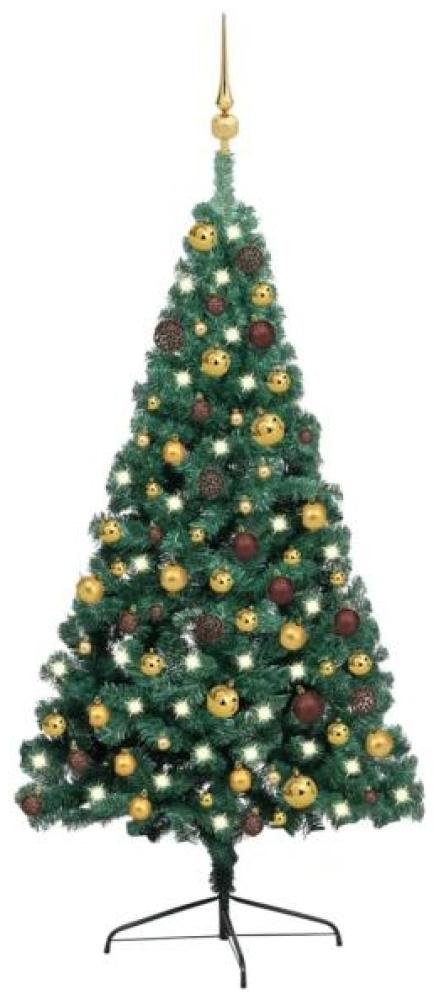 vidaXL Künstlicher Halber Weihnachtsbaum mit LEDs Schmuck Grün 120 cm Bild 1
