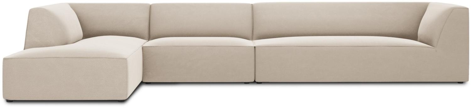 Micadoni 5-Sitzer Samtstoff Modular Ecke links Sofa Ruby | Bezug Beige | Beinfarbe Black Plastic Bild 1