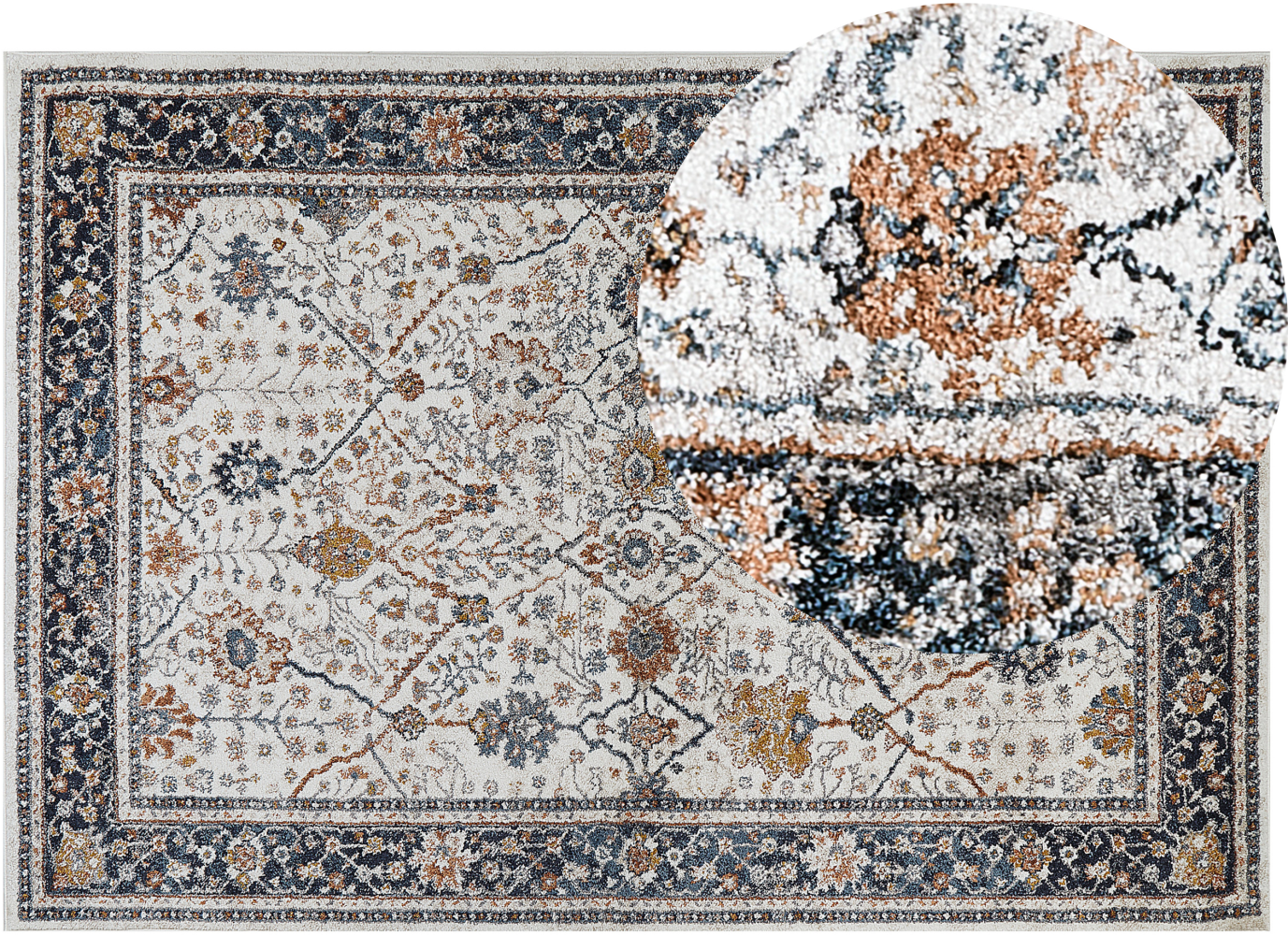 Teppich beige blau orientalisches Muster 160 x 230 cm Kurzflor ARATES Bild 1