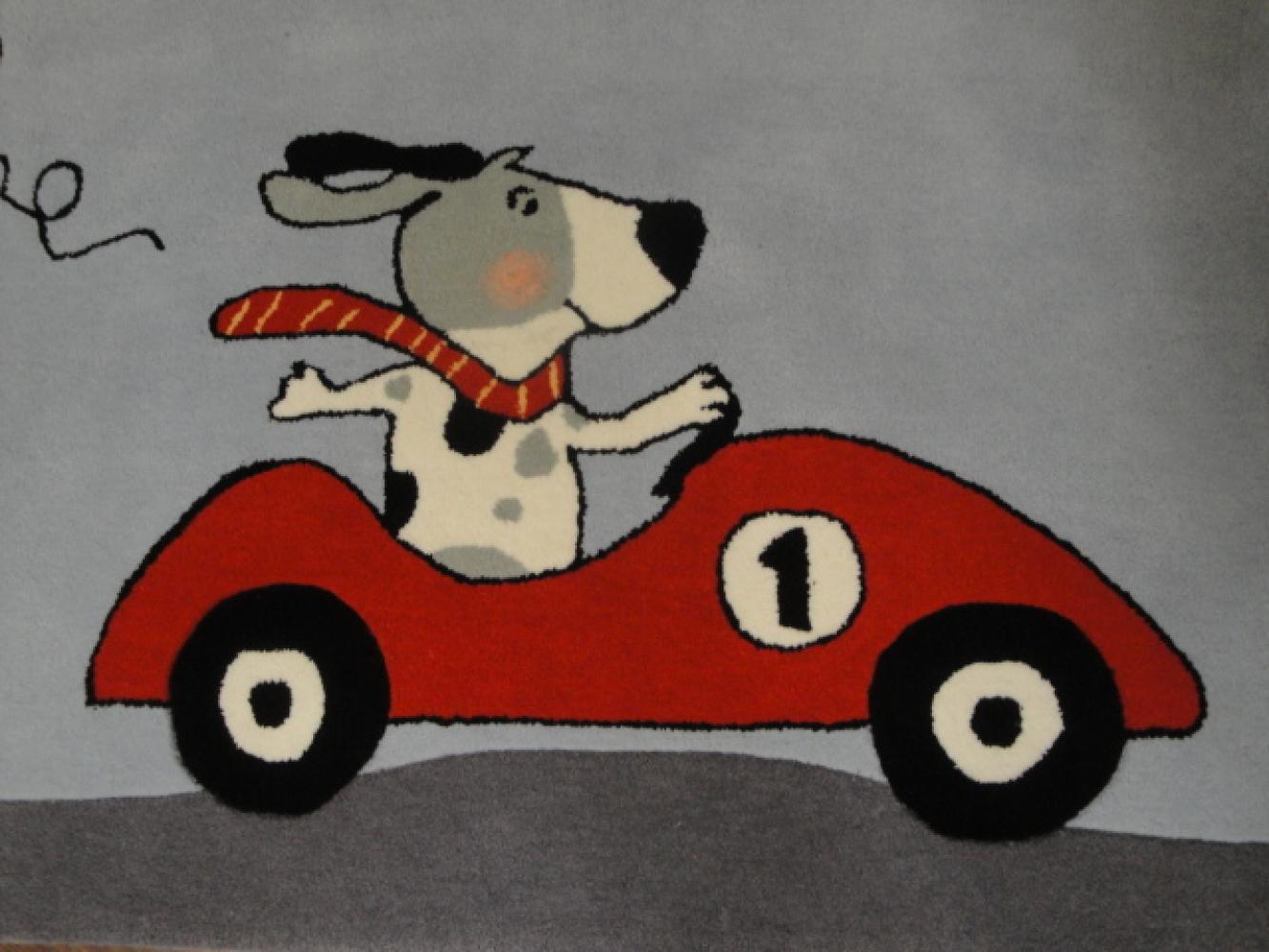 Kinderteppich- Gustav fährt Auto, der Hund 160 x 90 cm Gustav und seine Freunde Bild 1