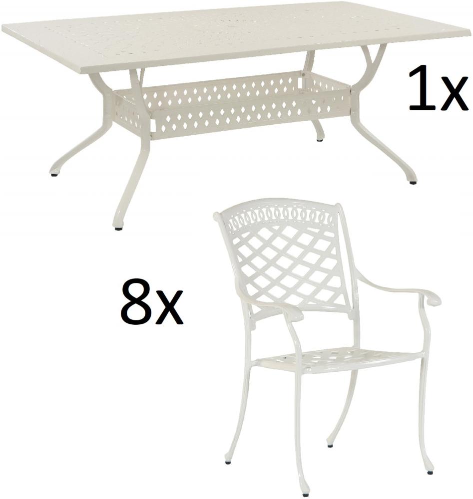 Inko 9-teilige Sitzgruppe Alu-Guss weiß Tisch 215x107x74 cm cm mit 8 Sesseln Tisch 215x107 cm mit 8x Sessel Urban Bild 1