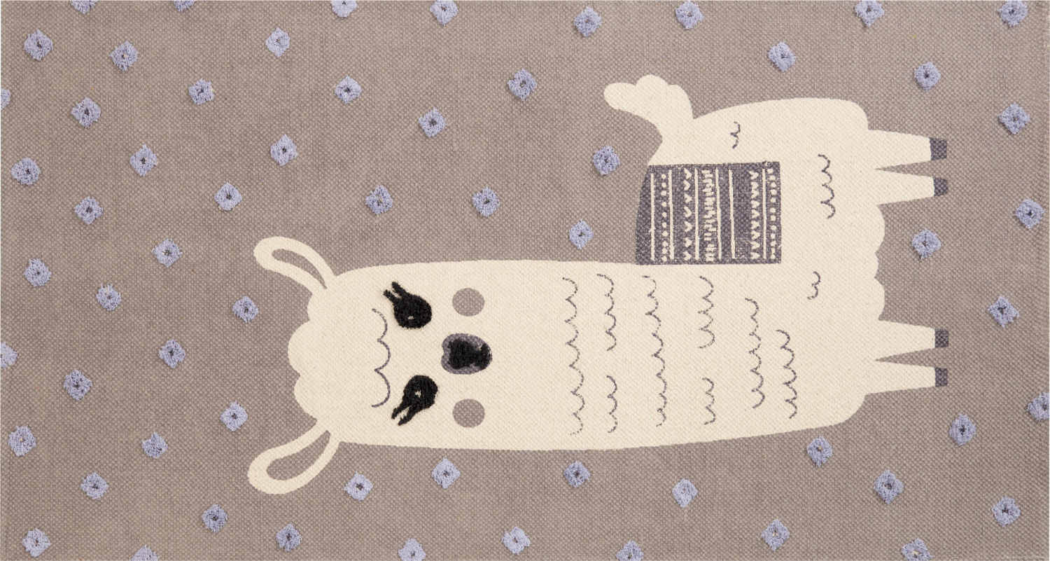 Kinderteppich Baumwolle braun 80 x 150 cm Lama-Motiv LUBUK Bild 1