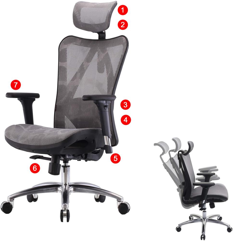 Bürostuhl HWC-J87, Schreibtischstuhl, ergonomisch verstellbare Armlehne 150kg belastbar ~ Bezug grau, Gestell schwarz Bild 1