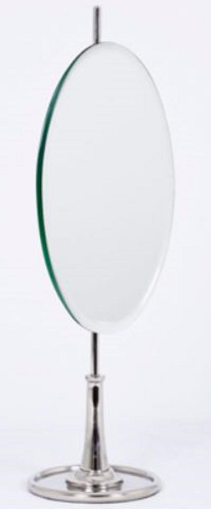 Casa Padrino Luxus Schminkspiegel Silber H. 56 cm - Ovaler Aluminium Schminktisch Spiegel Bild 1