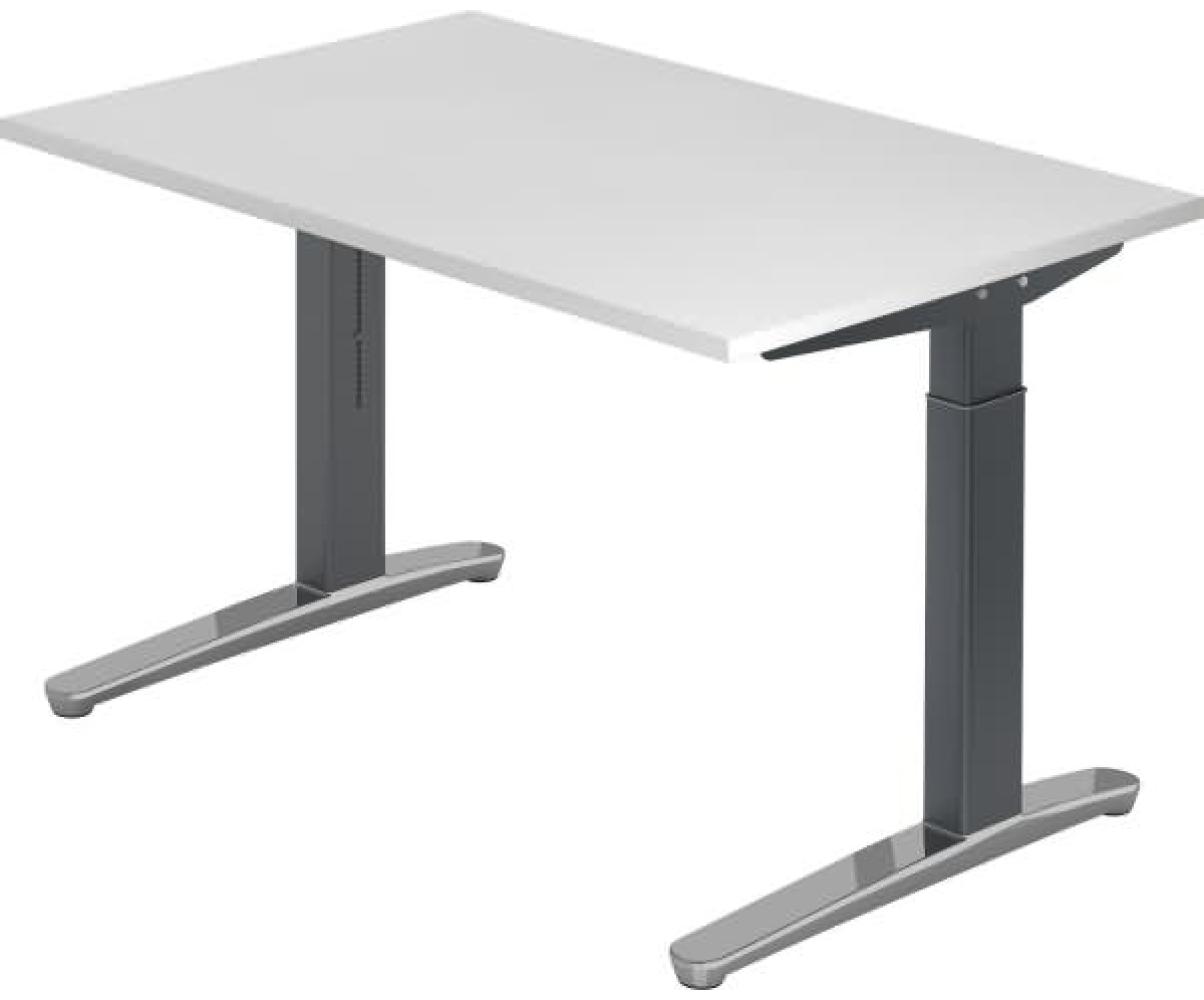 'XB12' Schreibtisch, C-Fuß, poliert, 120x80cm, Weiß / Graphit Bild 1
