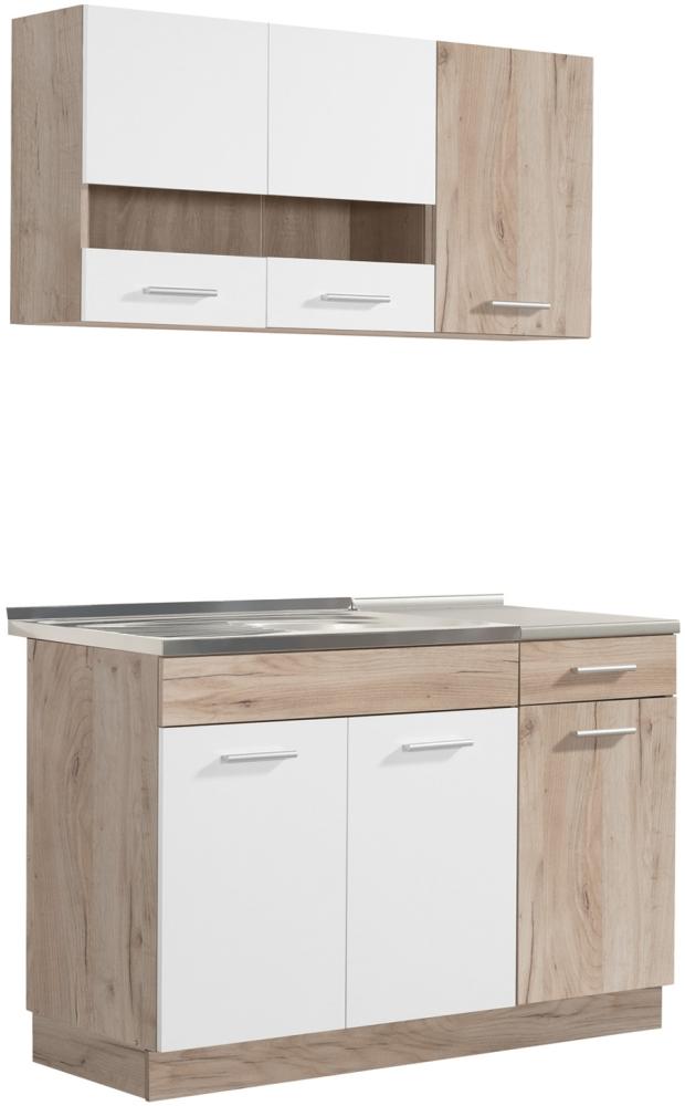 Moderne Küche ohne Geräte, Eiche Grau/ Weiß, 184 x 60 x 120 cm Bild 1