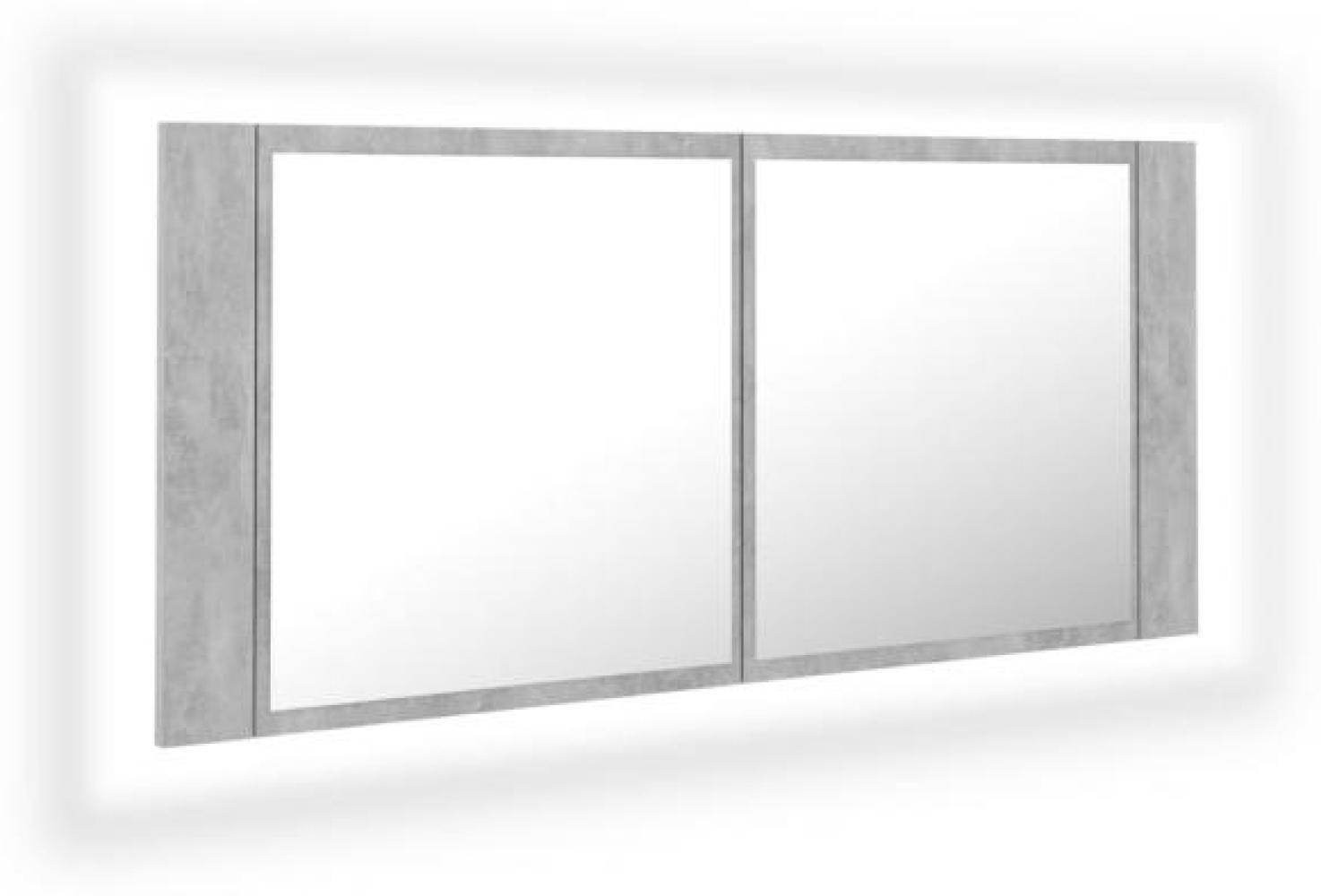 vidaXL LED-Bad-Spiegelschrank Betongrau 100x12x45 cm Bild 1