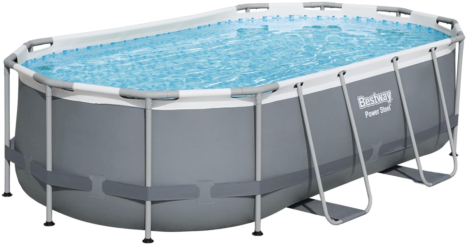 Power Steel™ Solo Pool ohne Zubehör 427 x 250 x 100 cm, grau, oval Bild 1