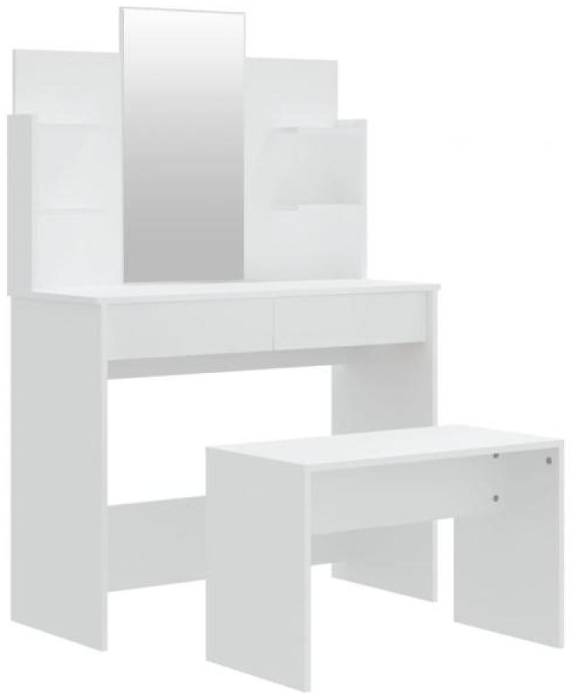Schminktisch-Set Weiß 96x40x142 cm Bild 1