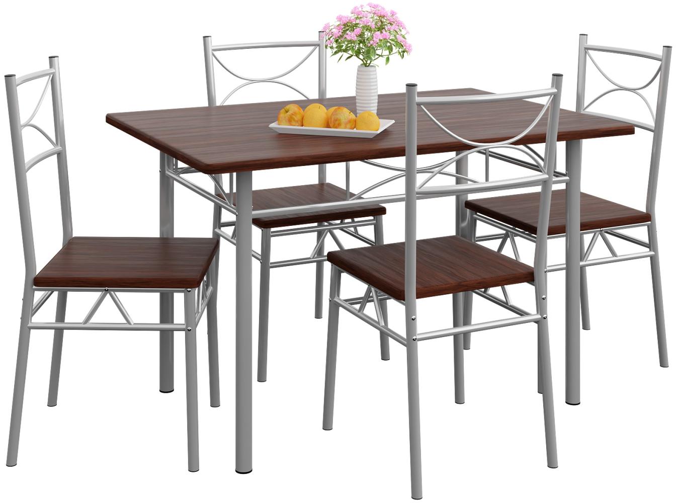 Casaria Esstisch Küchentisch mit 4 Stühlen Esszimmergruppe Essgruppe Küche Tisch Stuhl Set Eiche dunkel Bild 1