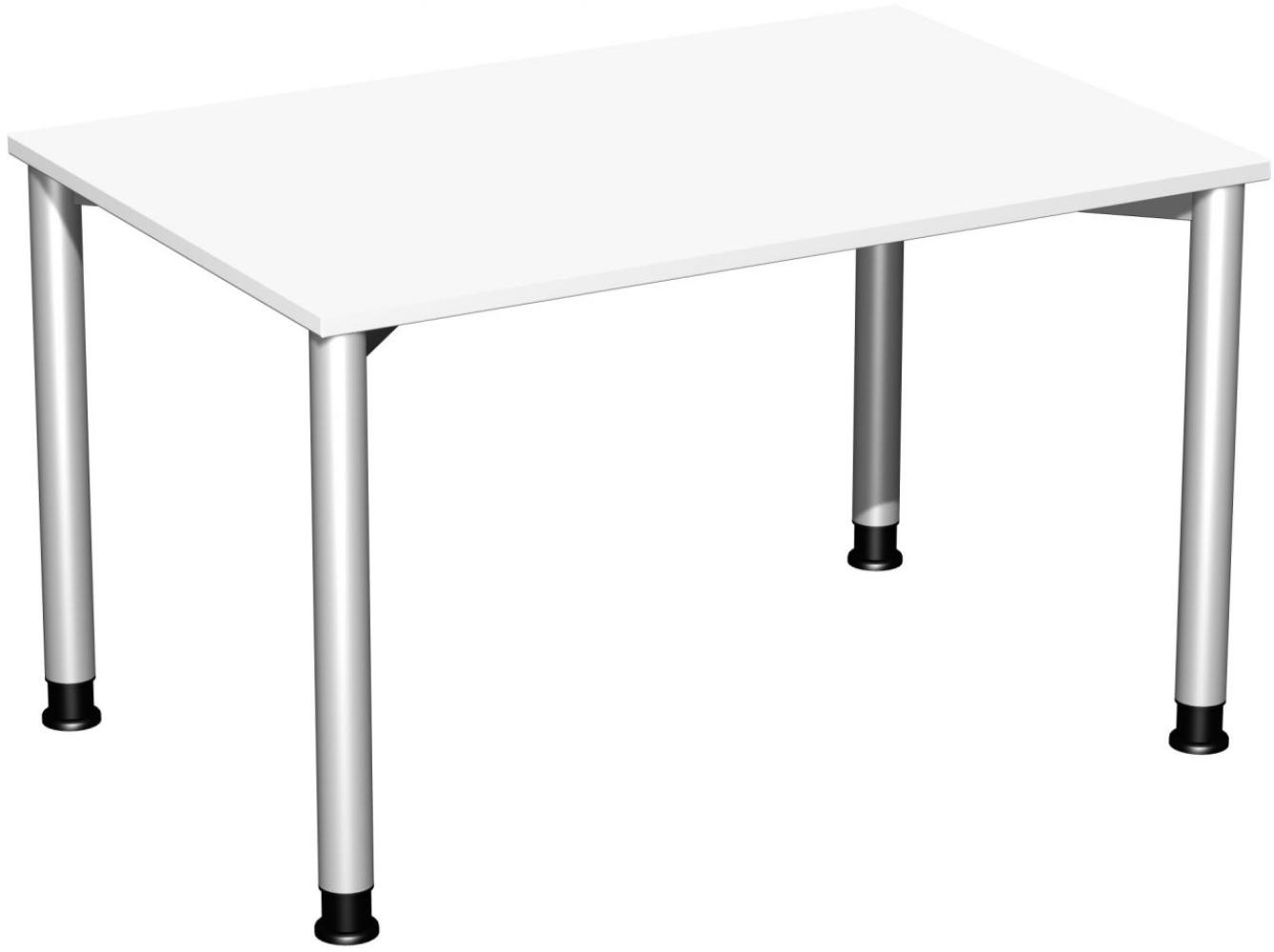 Schreibtisch, höhenverstellbar, 120x80cm, Weiß / Silber Bild 1