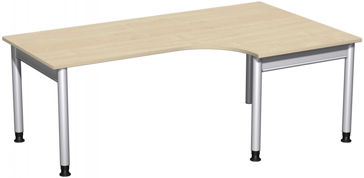 PC-Schreibtisch '4 Fuß Pro' rechts, höhenverstellbar, 200x120cm, Ahorn / Silber Bild 1