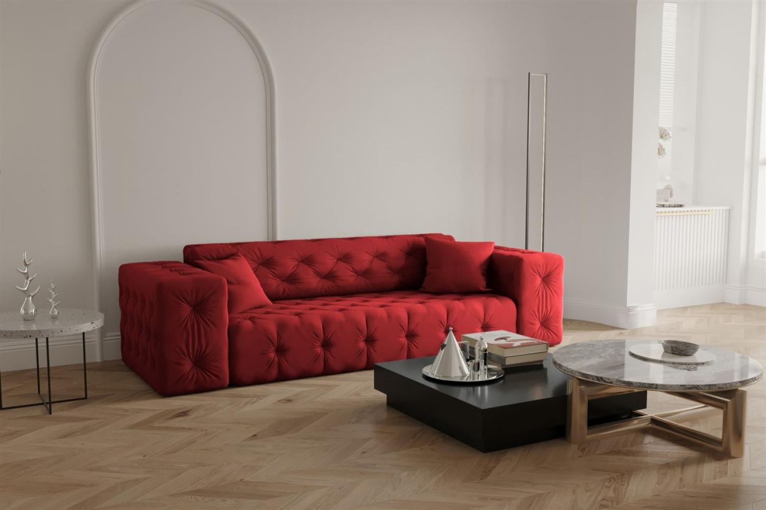 Sofa Designersofa CHANTAL 3-Sitzer in Stoff Opera Velvet Rubinrot Bild 1
