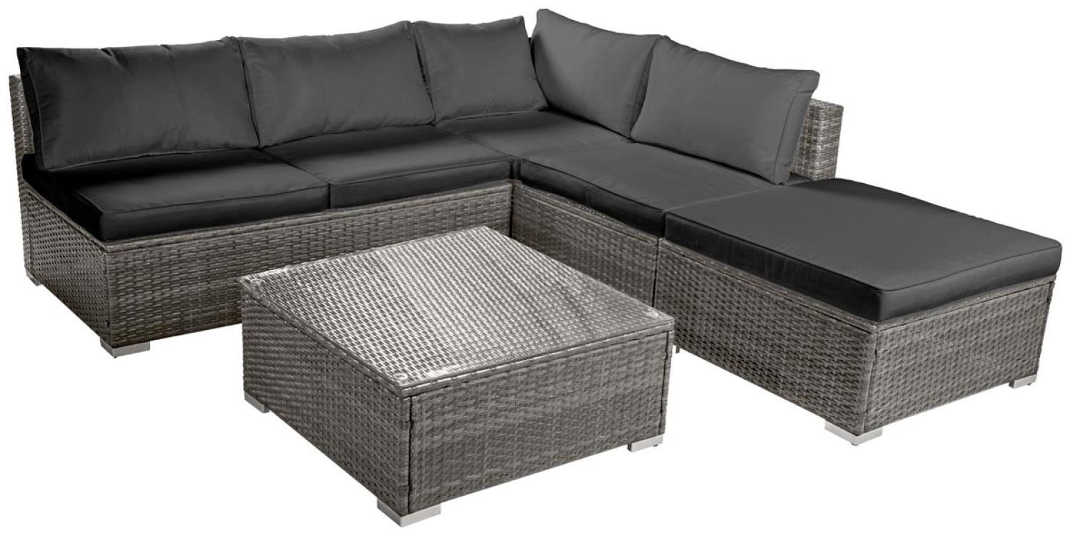 BRAST Gartenmöbel Lounge Sofa Couch Set Oase Grau Poly-Rattan für 4 Personen Bild 1