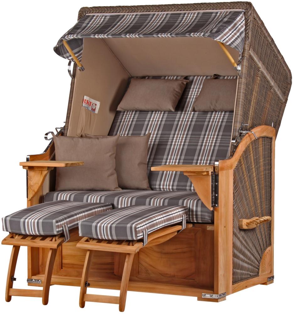 Strandkorb Komplettset - bene living - Schaalsee Teak - PE grau - Modell 522 - inkl. Liftersystem Bild 1