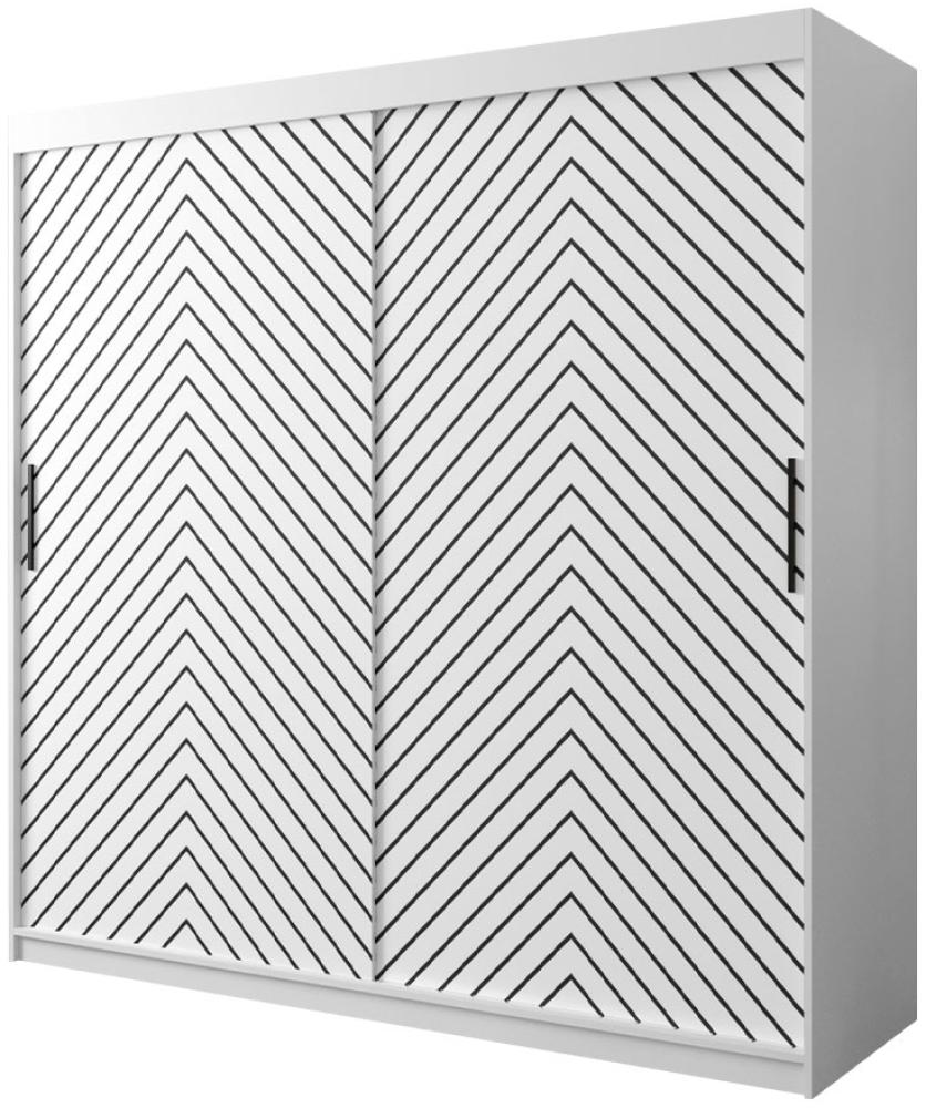 Kleiderschrank Sonter I 200 (Farbe: Weiß / Weiß + Schwarz, Größe: 200 cm, mit Schubladen) Bild 1
