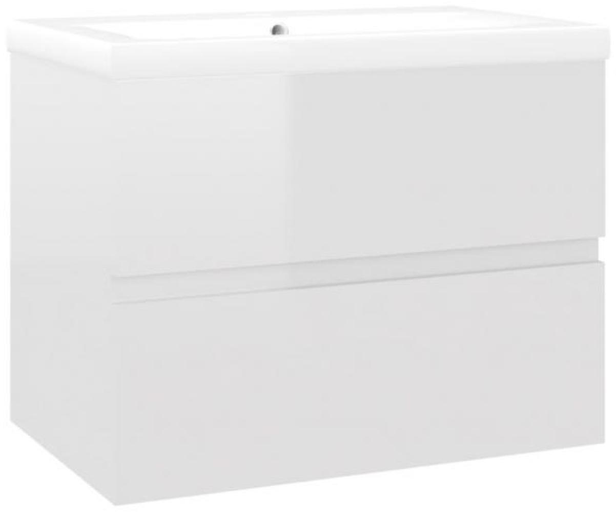 vidaXL Waschbeckenunterschrank Einbaubecken Hochglanz-Weiß Spanplatte [3071546] Bild 1