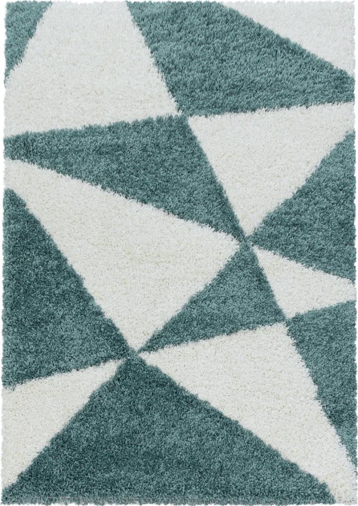 Hochflor Teppich Tarra Läufer - 80x250 cm - Blau Bild 1