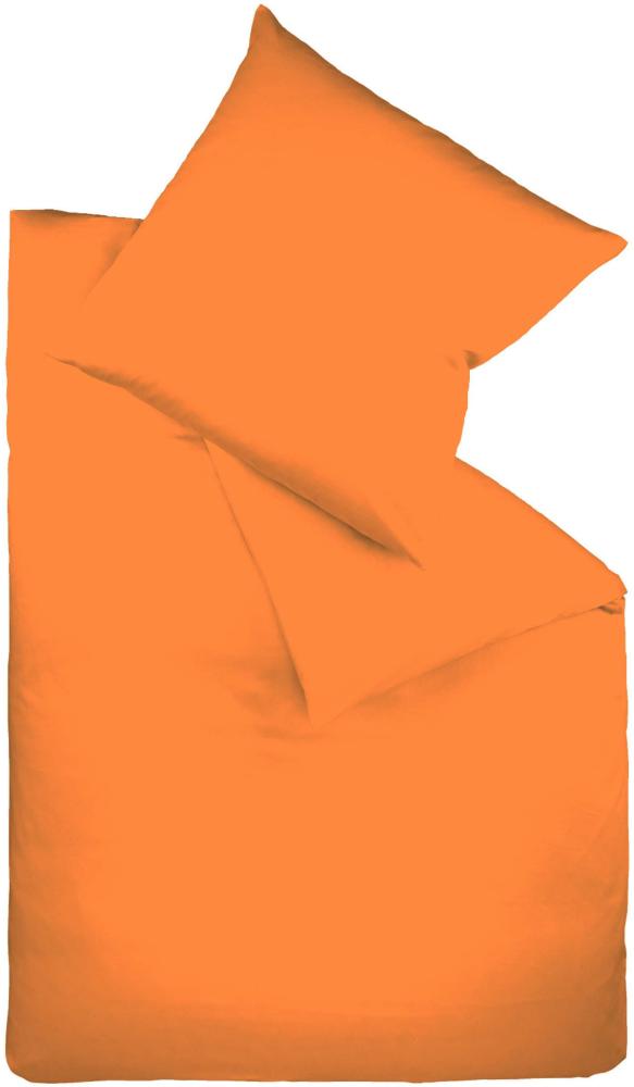 Fleuresse Mako-Satin-Bettwäsche colours Farbe orange 2044 Größe 200 x 220 cm + 2 Kissenbezüge 80 x 80 cm Bild 1
